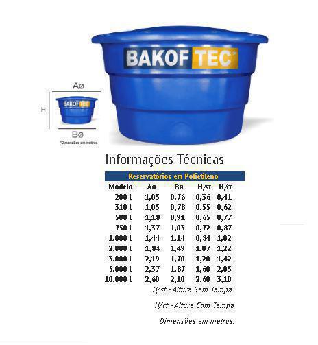 BAKOF TEC CAIXA DÁGUA EM POLIETILENO 1000L