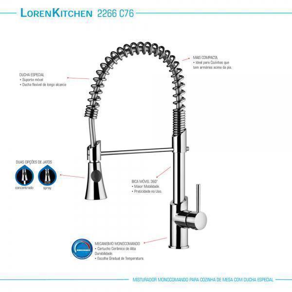 Misturador Monocomando para Cozinha 2266 C76 Lorenzetti