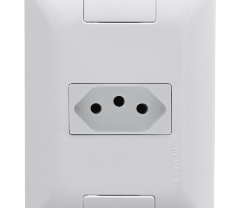Conjunto 4x2 com 1 Tomada 2P+T Tramontina Aria 10 A 250 V Branco