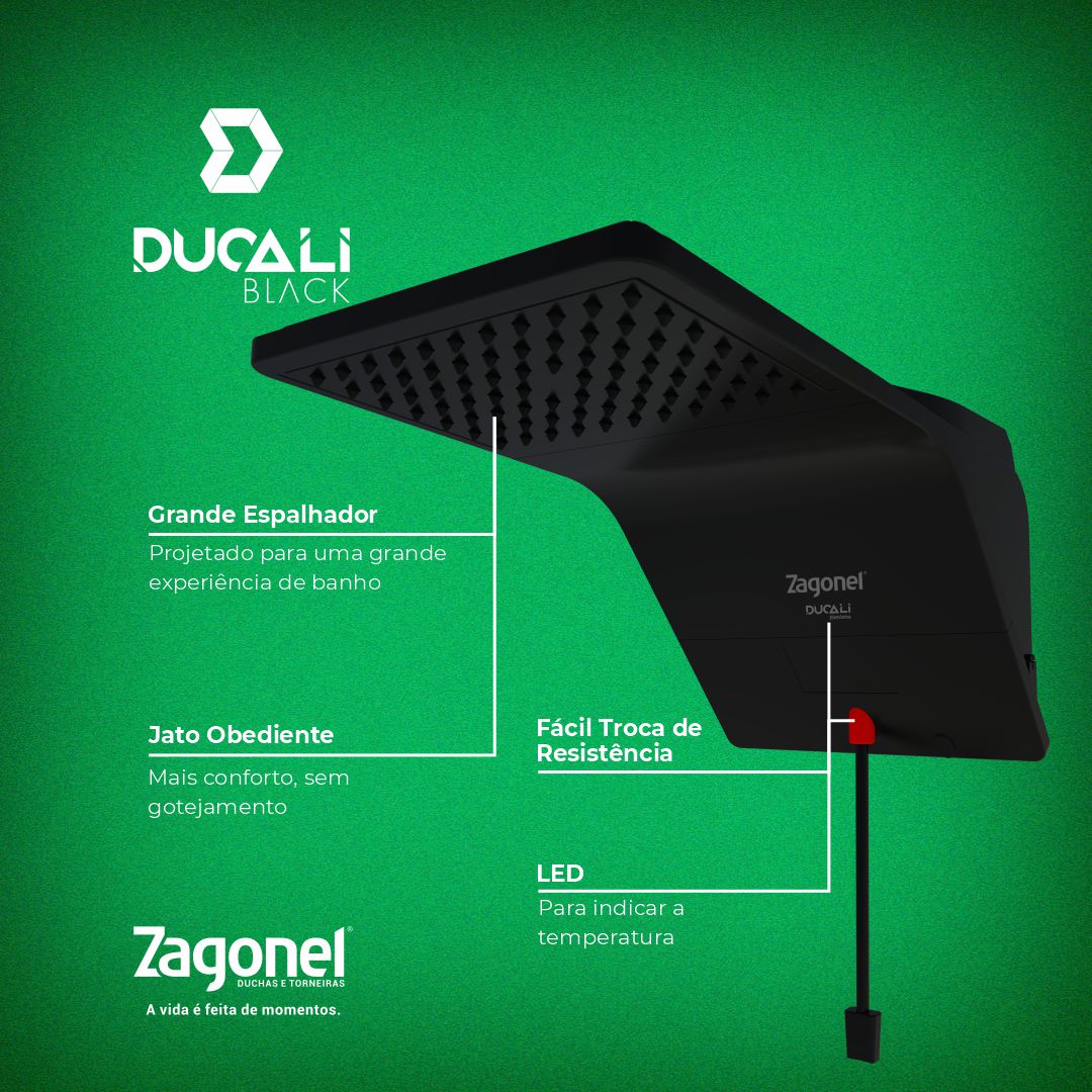 DUCHA DUCALI ZAGONEL - BLACK 220V 7500W
