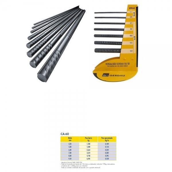 GERDAU VERGALHÃO CA-60 BITOLA 5,0MM X 12METROS BARRA DOBRADA