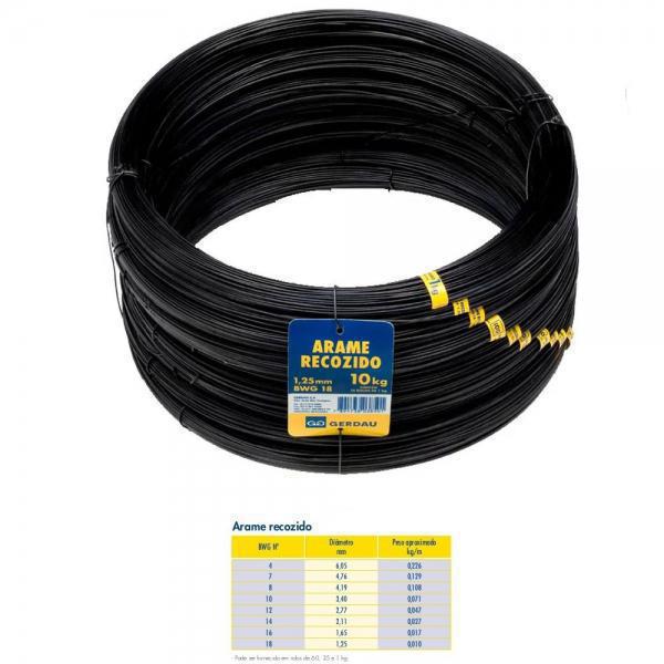 GERDAU ARAME RECOZIDO LISO BITOLA BWG 18 DIÂMETRO 1,25MM PESO 1KG (100 METROS)